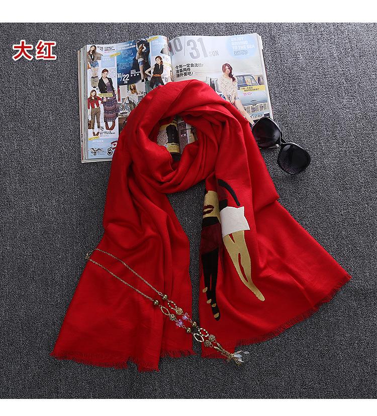 Milan Catwalk Applique Beautiful Women Scarf, Warm Shawl Autumn and Winter Fashion Scarf, Women
