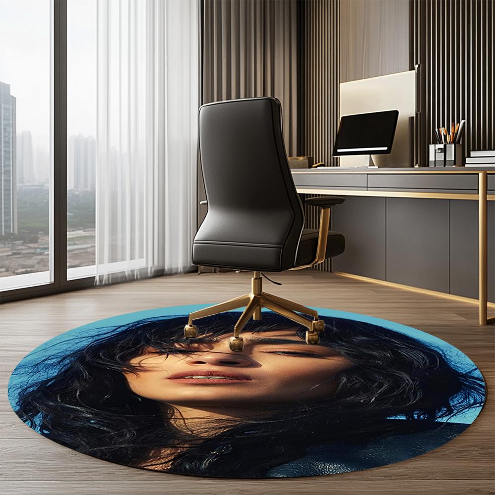 Loreen Printed Round Rug Carpet Chair Rug Area Rug Entryway Doormats,for Office Chair Living Room Bedroom Kitchen Room.