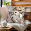 Cute Fluffy Ragdoll Kitten Pillow Cover Realistic Cat Print Cozy Pet Cushion Case For Sofa Bed Couch Cat Lover Home Decor Gifts