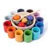 Деревянный набор чашек-пирамидок для детей для развития навыков распознавания цветов, когнитивных навыков