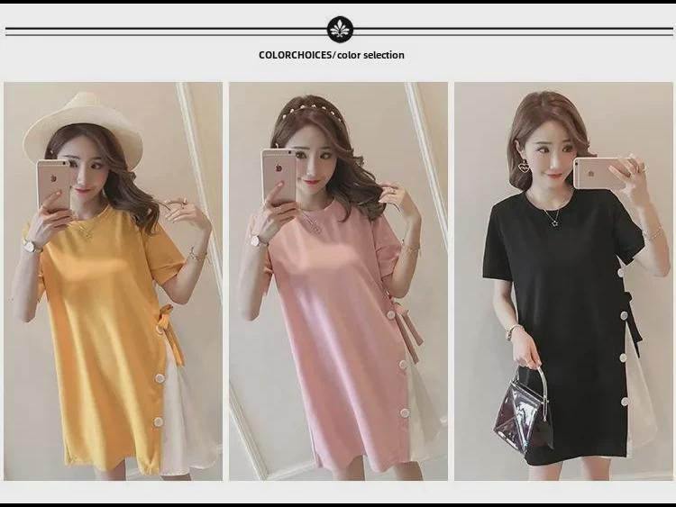 Платье для беременных весна/лето: Футболка с коротким рукавом и юбкой в стиле вестерн – модная, свежая коллекция 2023 года