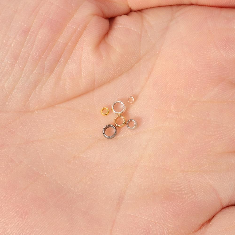 500pcs 2mm 3mm 3.5mm 4mm Big Hole Beads Copper Ball Crimp End Stopper Spacer Beads for Jewelry Making Findings DIY Supplies