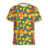 Retro Building Block 3D Printed T Shirt Men Jigsaw Puzzle Video Games Pattern T-Shirt Loose Street Short Sleeves Y2k Tee Shirts