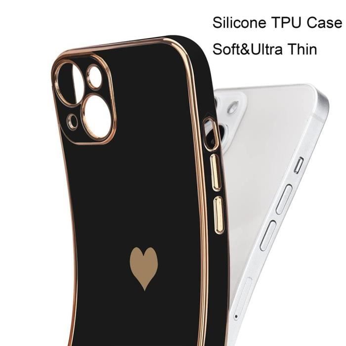 Protective Case - PROSHOP - for iPhone 13 Pro - Black - Heart Pattern - Shockproof TPU