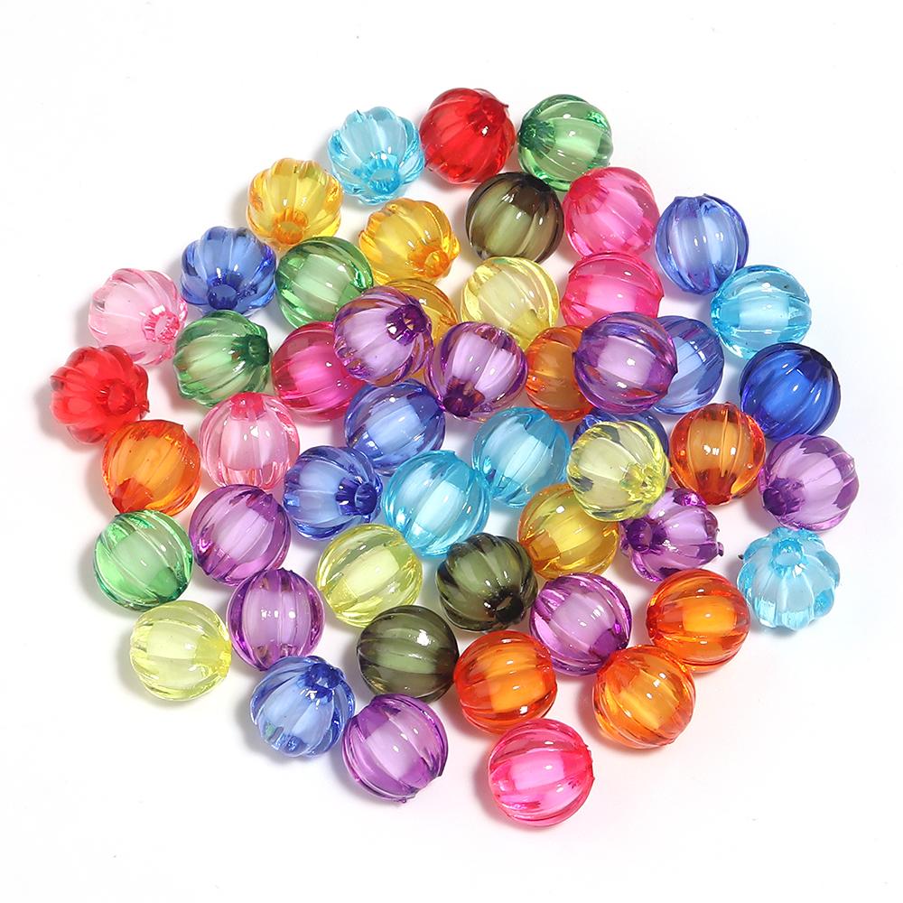 50pcs/lot Mixed Color Acrylic Beads Flower Oval Round Bucket Shape Loose Beads For DIY Bracelet Earrings Jewelry Accessories