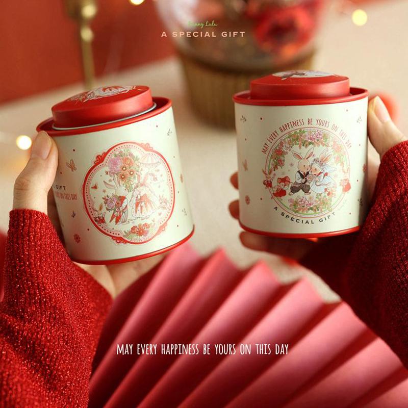 Мультяшный чемоданчик Jellycat в виде кролика, жестяная коробка для хранения, коробка для конфет и печенья, круглая металлическая шкатулка для украшений, подарочная коробка для свадьбы, дня рождения, вечеринки