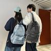 Vintage Solid Color Denim Backpack Large Capacity Travel Backpack Schoolbag for Middle School Students