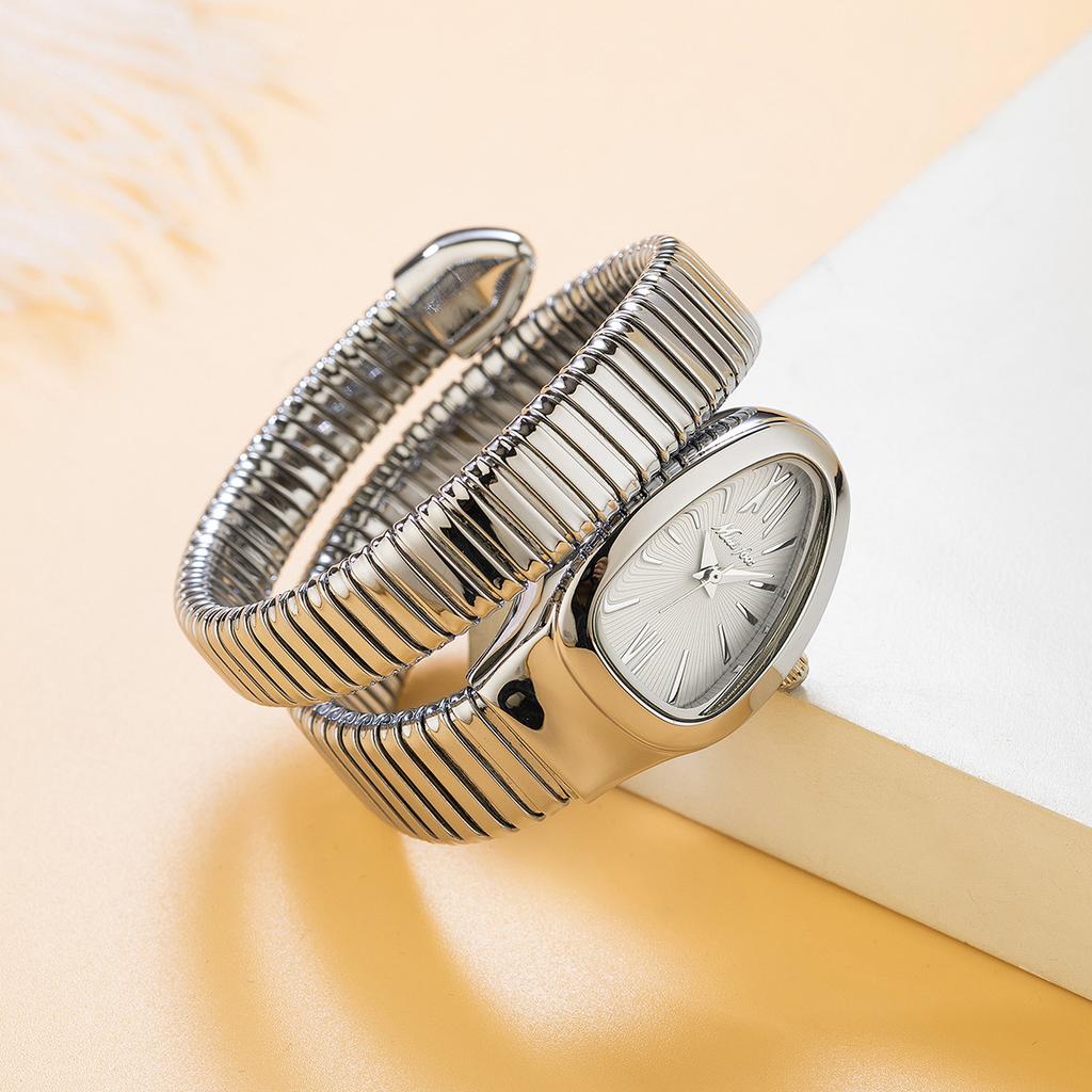MISSFOX Snake Bracelet Fashion Women Watch Gold Stainless Steel Quartz Watch Women Casual Lady Wristwatch