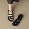Weiwei Girl 020-1 French Style Flat Roman Sandals - Summer 2024 Women's One-Strap Shoes