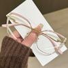 Cat Eye Metal Frame Anti Blue Light Glasses Type Non Prescription Protective Goggles Decorative Flat Glasses