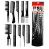 10Pcs Hair Styling Comb Set Barber Hair Cutting Combs Hairdressing Brush Black Tail Comb Salon Tools Barber Shop Supplies