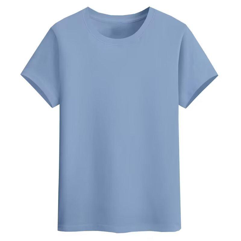 Мужская летняя дышащая однотонная футболка с круглым вырезом, облегающая, повседневная