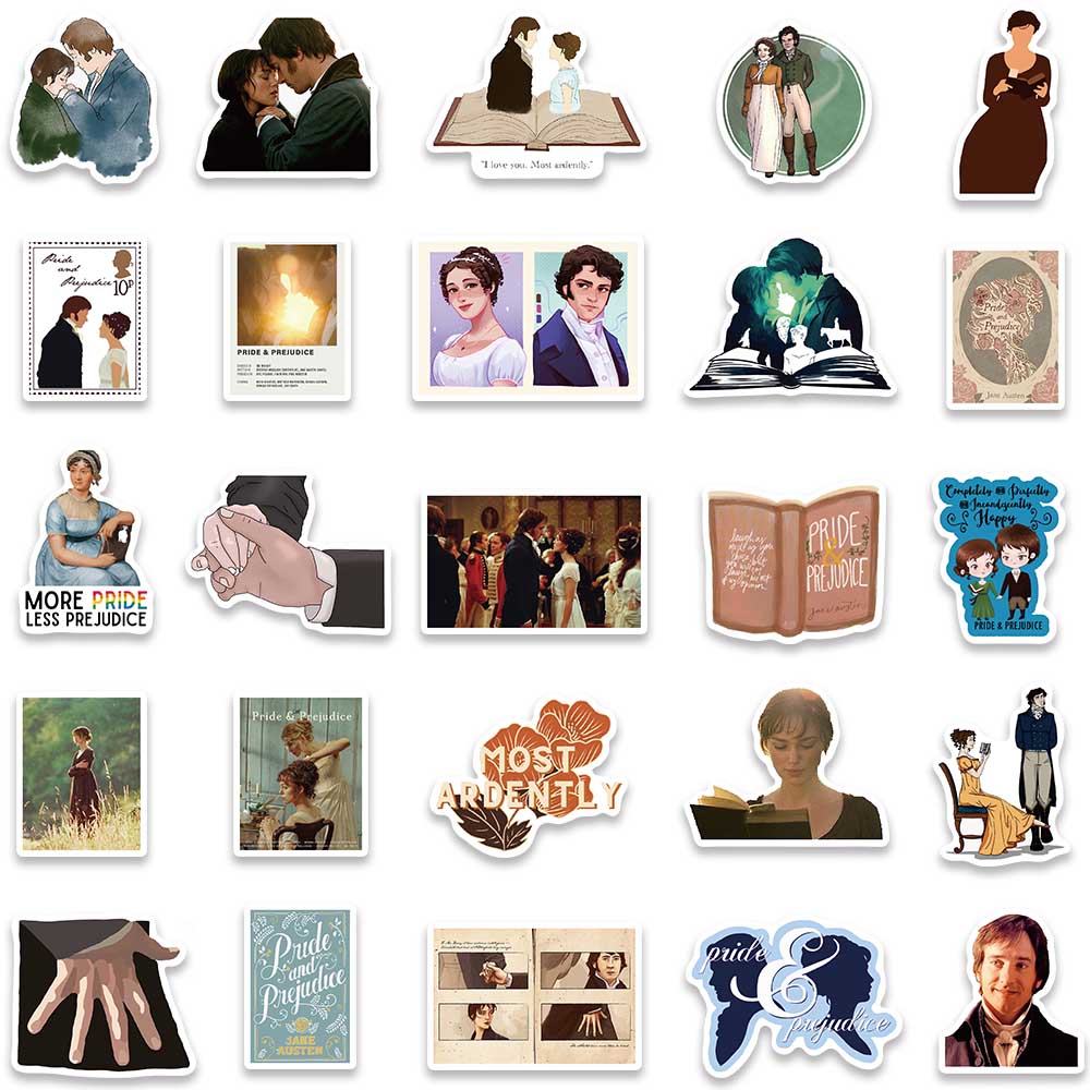 50Pcs Pride And Prejudice Graffiti Art Vinyl Waterproof Stickers For Water Bottle Laptop Skateboard Scrapbook Luggage Kids Toy
