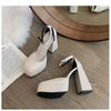 Elegant High Heels Shoes Female 2024 Sexy Ankle Straps Black White Women's Heeled Platform Party Shoe Dress Pumps Ladies