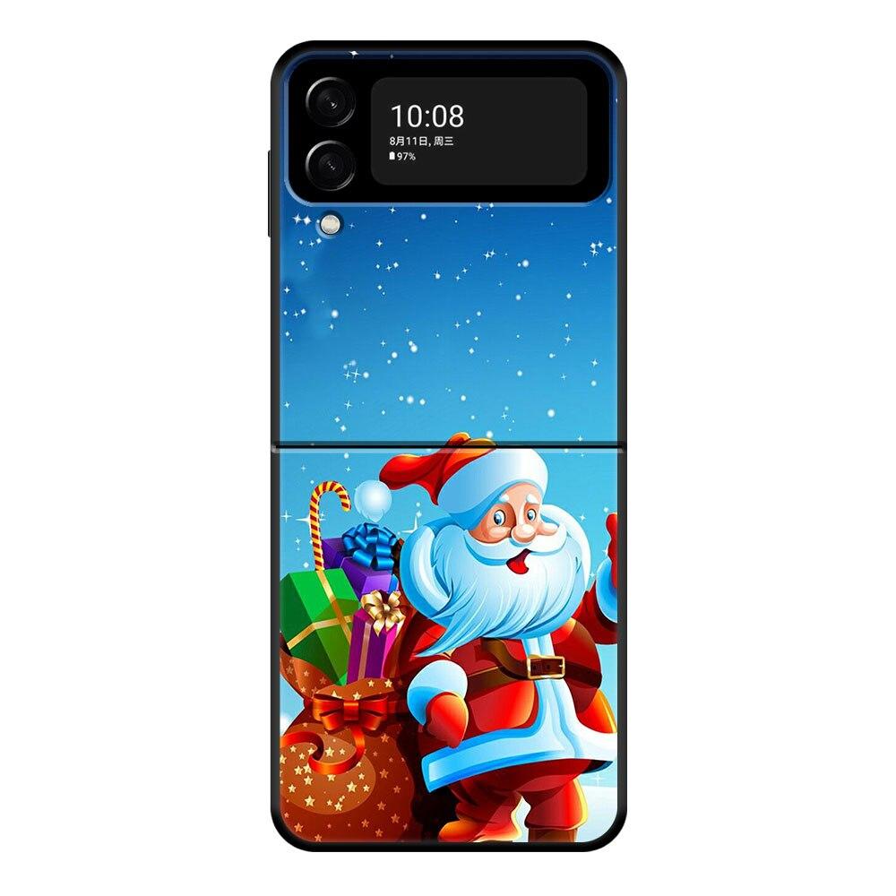 Милый Рождественский чехол для телефона с Сантой для Samsung Galaxy Z Flip Z Flip3 5G Z Flip4 Жесткий ПК Матовый чехол