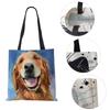 Эксклюзивные сумки-шопперы с принтом масляной живописи собаки, для продуктов, с принтом папильона, мопса, ретривера, женская сумка через плечо, большая вместимость KTY