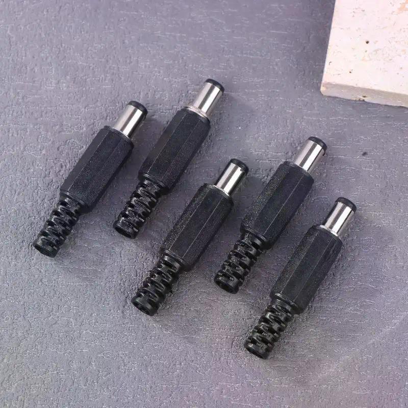 5Pairs DC12V 5.5 X 2.1mm Plastic Male Plugs DC Power Socket Female Jack Screw Nut Panel Mount Connector