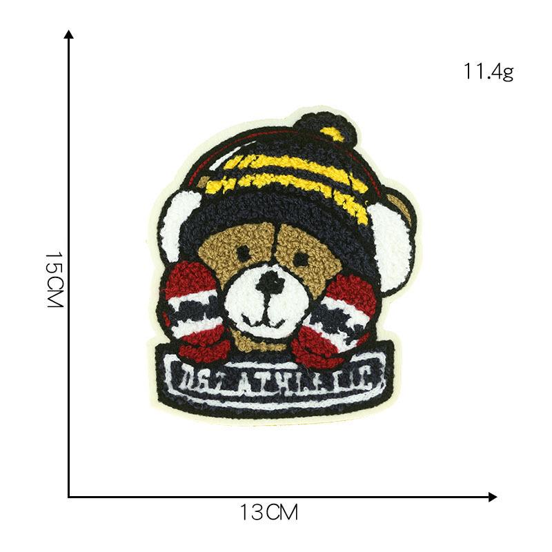 Вышитая нашивка с изображением мультяшного животного из синели - аксессуар для одежды и аппликация на полотенце