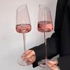 Кристально-розовые бокалы-кубки со скошенным краем для игристого вина Красные бокалы для десерта Домашнее использование