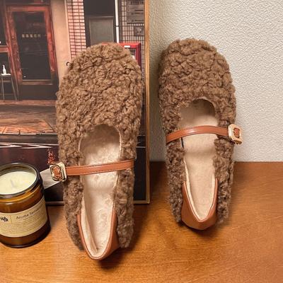 Обувь Doudou хлопковая обувь женская платформа один педаль Мэри Джейн Мао Мао Баотоу два способа носки осень и зима новая модная универсальная