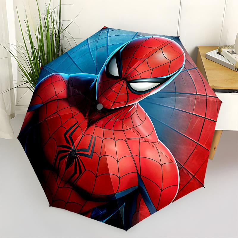 1 Auto Open Spider-Man, Web-Slinger Themed Colorful 8-rib Portable Umbrella for Men and Women, A Compact Commuting Companion Suitable for Da