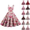 Women's Valentine's Day Love Heart Print Sexy Off Shoulder Vintage Dress