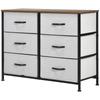 Fabric Chest of Drawers, Industrial Bedroom Dresser with 6 Fabric Drawers, Steel Frame and Wooden Top for Nursery, Living Room, Hallway, Grey