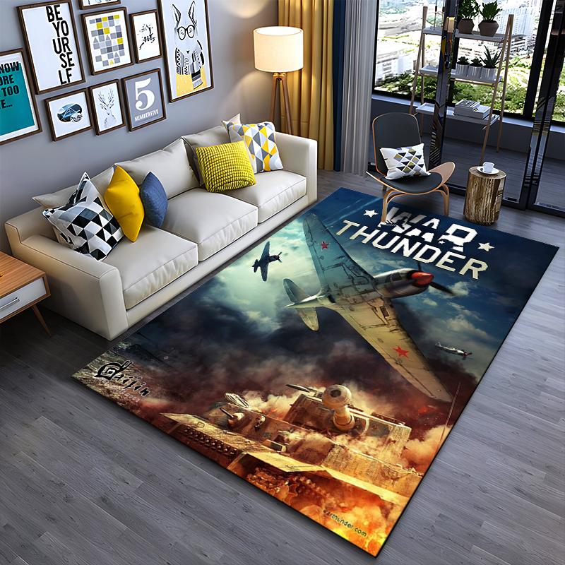 "Ковер с тематикой War Thunder" Нескользящий ковер, подходит для гостиной и спальни, диванов.