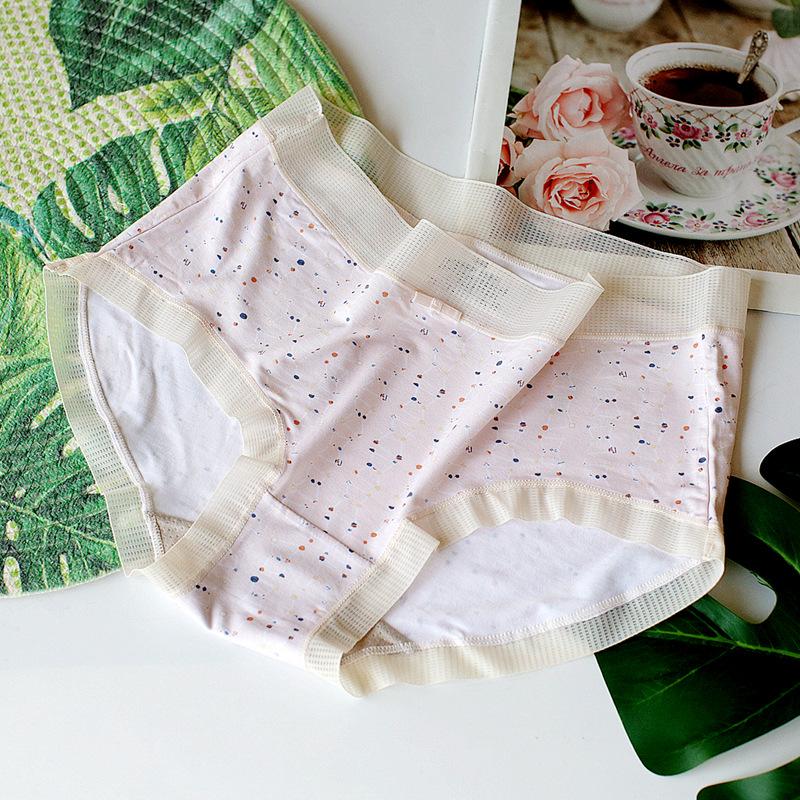 Floral Panties Breathable Underwear Mid Waist Women's Triangle Pants Comfortable Briefs Soft Lace Trim Bottoms