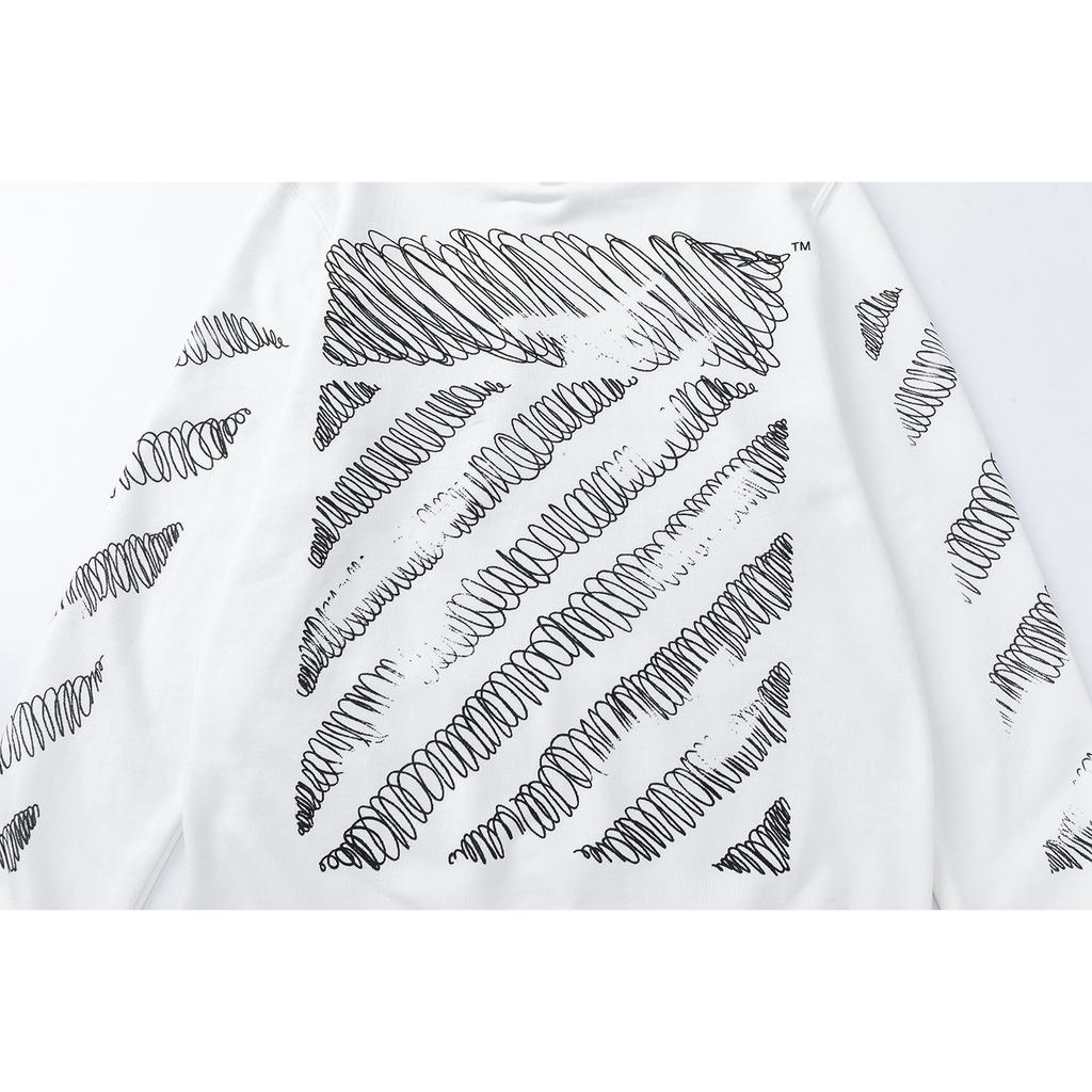 Off-White 2025 Autumn and Winter New Sketch Pattern Arrow Looped Hooded Sweatshirt for Men and Women