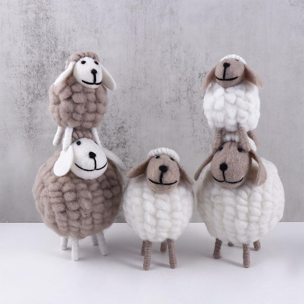 Kid Gift Birthday Wool Felt Sheep Desktop Decor Figurines Mini Table Ornament Home Furnishings