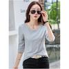 Женская футболка с рукавом пять четвертей, однотонный дизайн, весна-лето, литературные, досуговые, простые топы