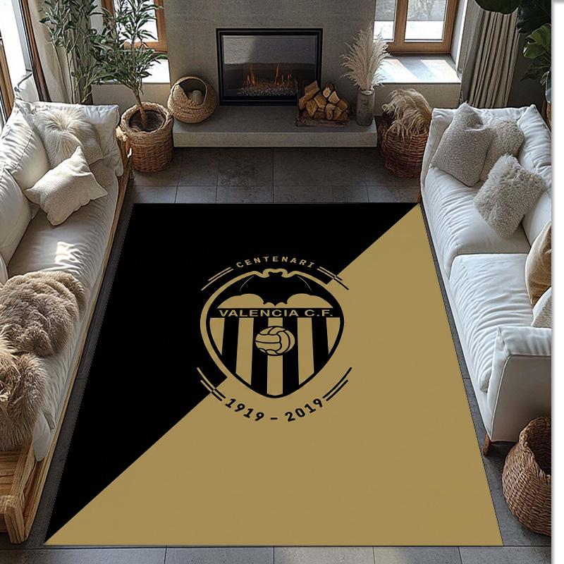 Valencia FC Soccer Football Pattern Soft Area Rug Non Slip Indoor Floor Carpet Sports Decor Mat for Bedroom