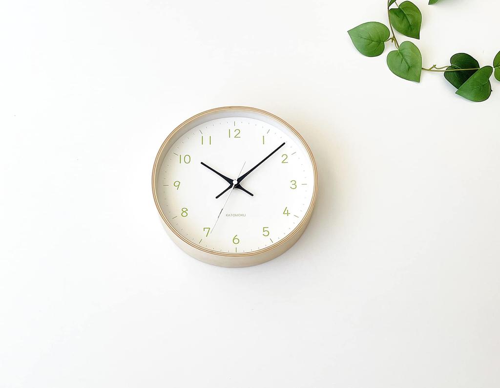 KATOMOKU Часы настенные из фанеры 22 светло-зеленые с непрерывной секундной стрелкой km-121LG 252 мм (кварцевые часы)