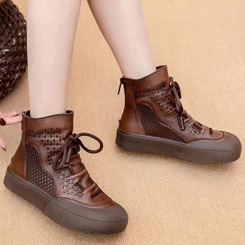Сетчатые женские ботильоны на платформе на плоской подошве с полыми дизайнерскими ботинками, новый бренд, осень 2024, ретро-обувь, прогулочные гладиаторы, женские туфли Zapatos