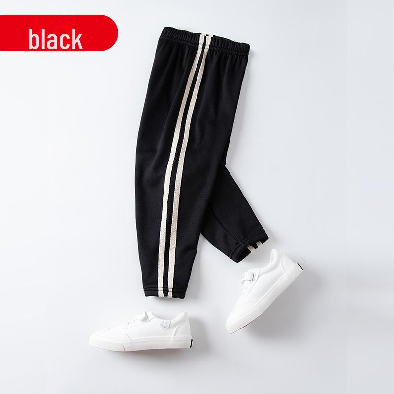 Boys' and Girls' Velvet-Lined Autumn Sports Pants - Warm Casual Wear for Spring and Fall