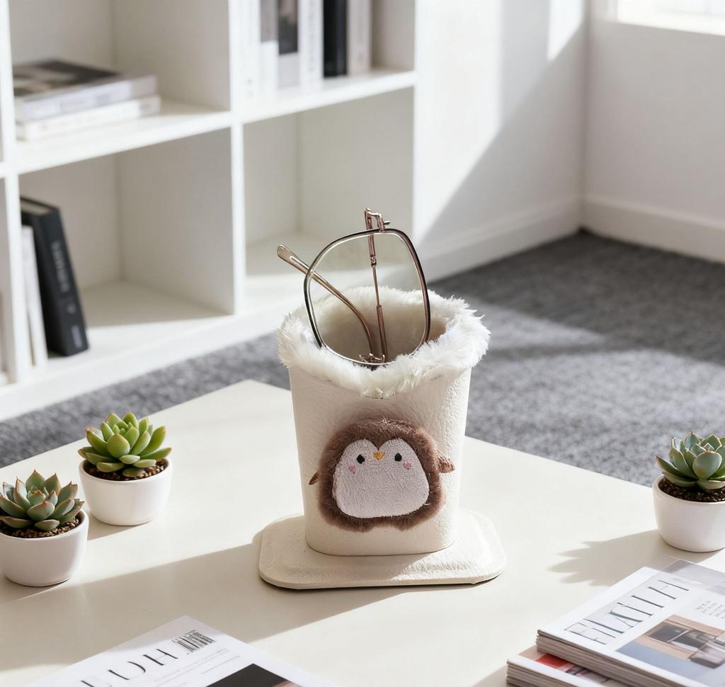 - Плюшевый держатель для очков Очаровательный мультяшный держатель для очков и ручек Настольное хранилище Стойка для хранения очков
