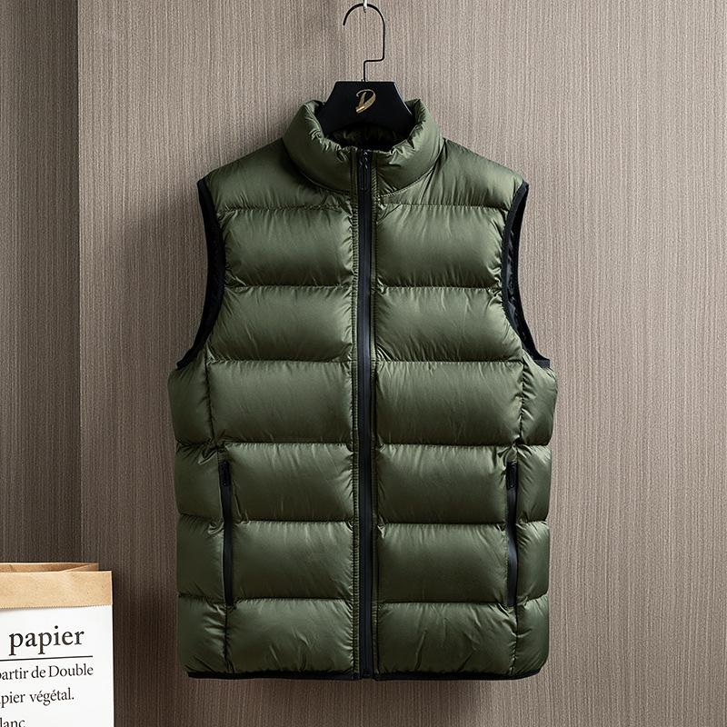 Down Cotton Vest Men's Autumn and Winter Slim and Warm Sleeveless Vest Vest Vest Plus Size Fat Man's Jacket