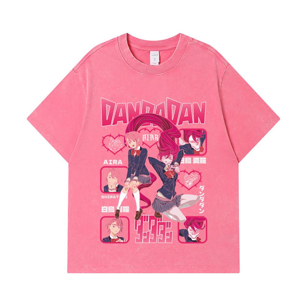 275 GSM Washed T-shirts 100% Cotton Dandadan V11 Aira Print Unisex Heavy Cotton T Shirt