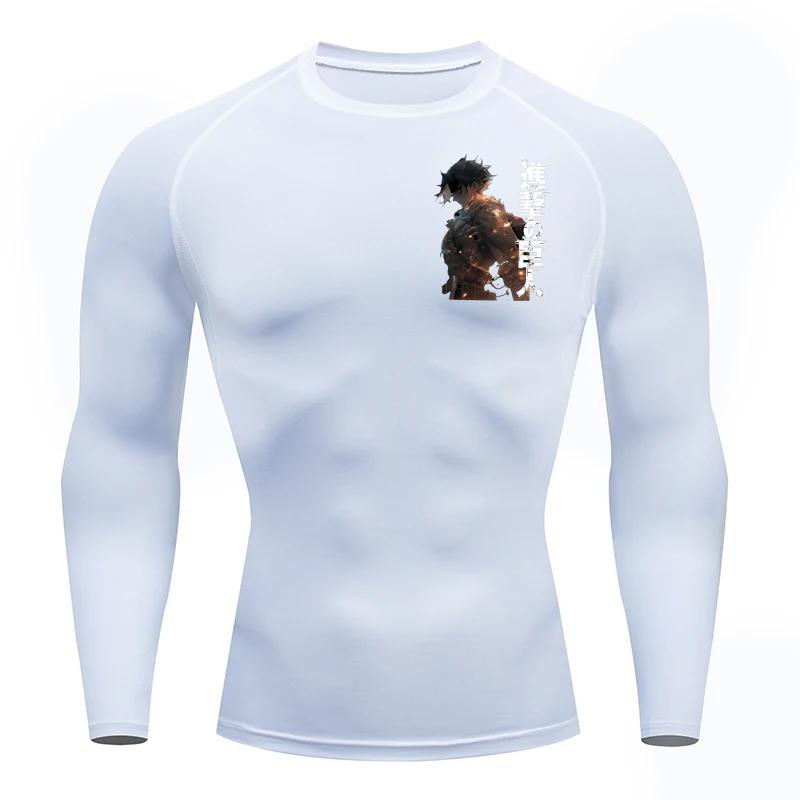 Мужская компрессионная футболка Эрен Йегер Боевое состояние Графика Спортивная быстросохнущая футболка для тренажерного зала Фитнес Толстовка Эластичный топ Футболка