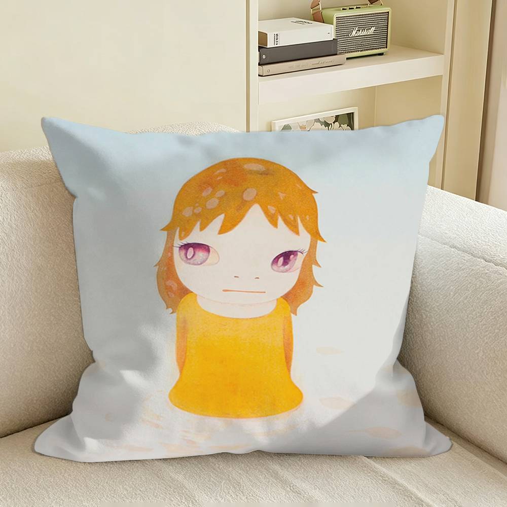 Art YYoshitomooo NaraSS Square Sofa Pillow Cover Solid Color Living Room Home Decor Cushion Case