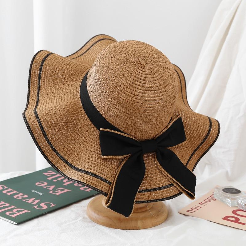 Новая летняя женская шляпа от солнца, повседневная модная шляпа-панама с бантом, соломенная шляпа с лентой-бантом, дорожная пляжная шляпа, универсальная, устойчивая к УФ-излучению