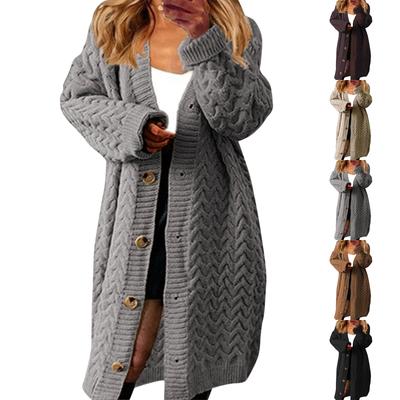 Женский повседневный свитер с длинным рукавом, трикотажный топ, длинное пальто