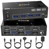 KCEVE Dual Monitor DP HDMI KVM Switch 2 Inputs 2 Outputs Can Share 2 Monitors and 1 Set of Keyboard and Mouse USB3.0 8K@60Hz/4K@120Hz (supports