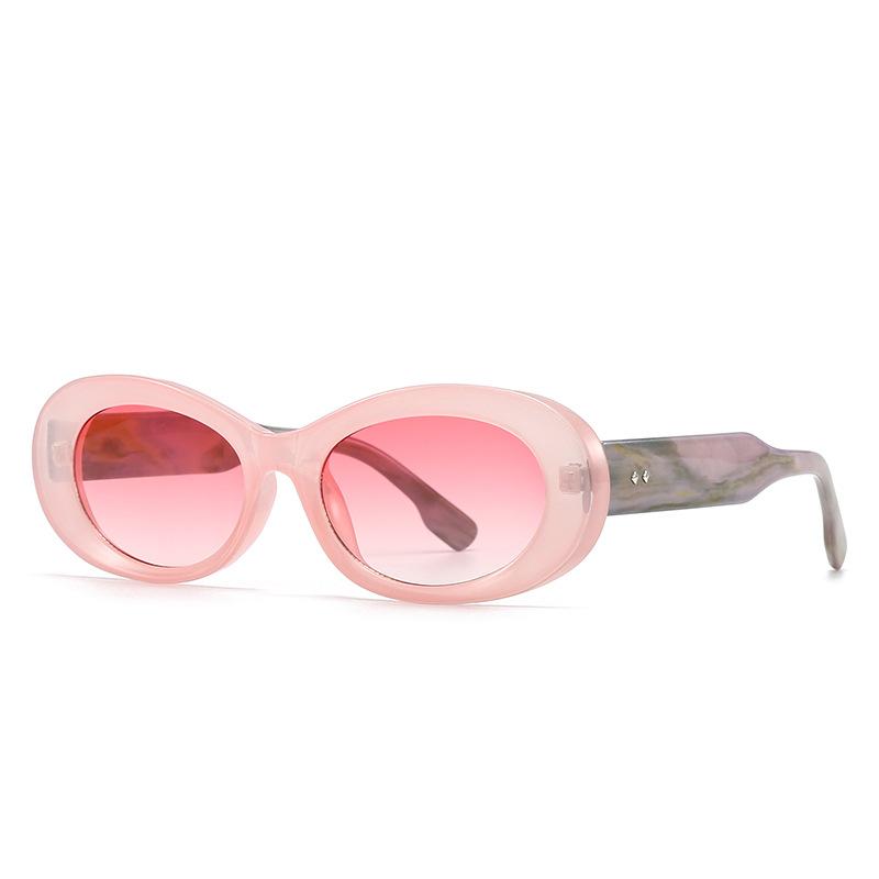 Classic Rivet Brand Oval Sunglasses Women For Men Luxury Designer Vintage Sun Glasses Popular Punk Drive Jelly Pink Shades Uv400