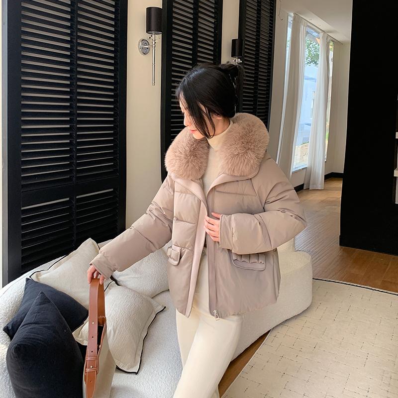 Осень Зима Утолщенная Теплая Парка Женская Повседневная Милая Однотонная Большой Карман Свободные Куртки Верхняя Одежда