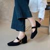 French Retro with Skirt Square Head Mary Jane Women's Shoes 2024 Spring and Autumn New Late Evening Breeze Gentle Thick Heel Single Shoes