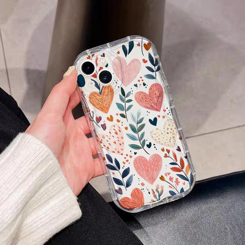 Чехол из силикона с рисунком разноцветных листьев и сердечком для Xiaomi Redmi Note 15 14 13 12 Pro Plus 5G 4G Redmi 15C 15 14C 13C 12C A5