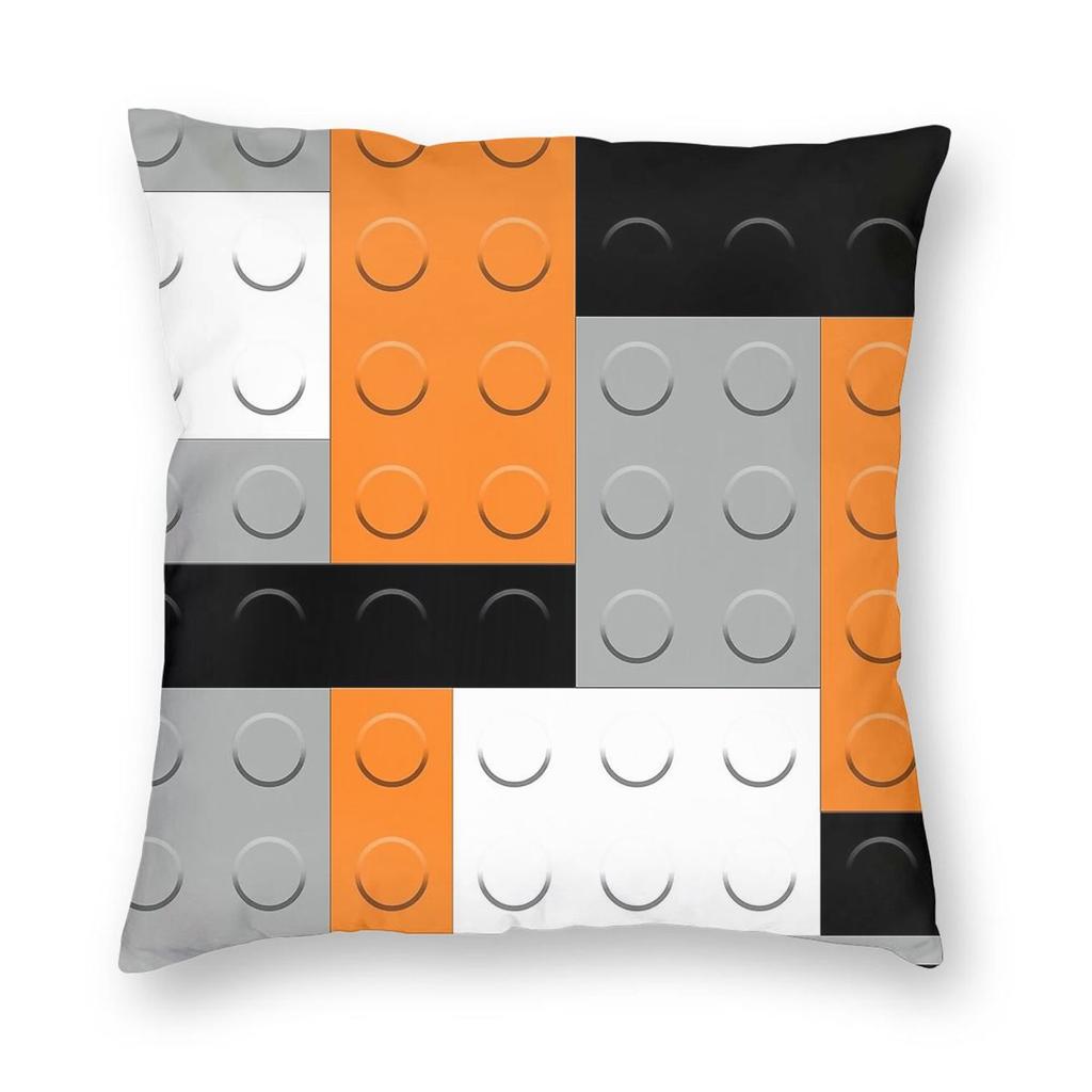 Black White Orange Building Blocks Pillowcase Polyester Linen Velvet Printed Zip Decorative Throw Pillow Case Bed Cushion Cover