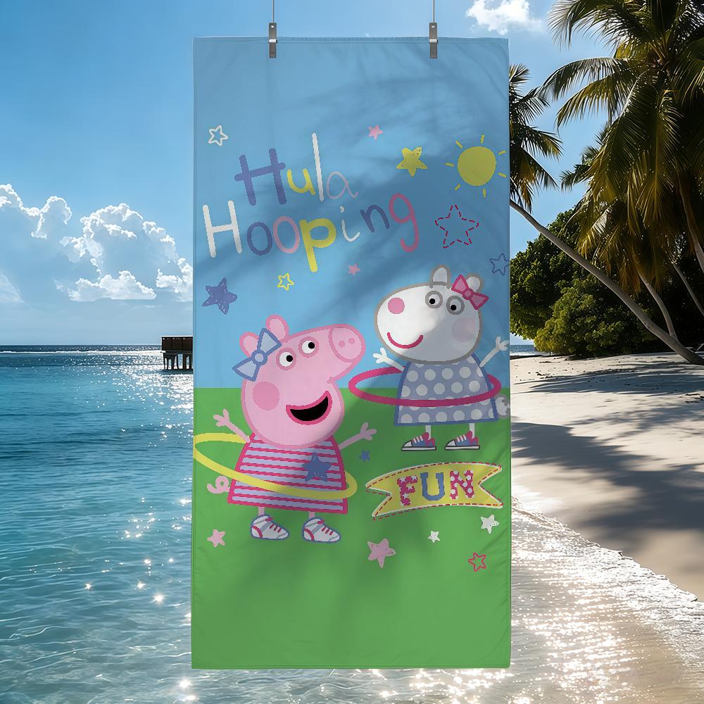 HB Cartoon P-Peppa P-Pig Towel Quick Drying Beach Towels Are Suitable For Swimming Pools Camping Yoga And The Gym